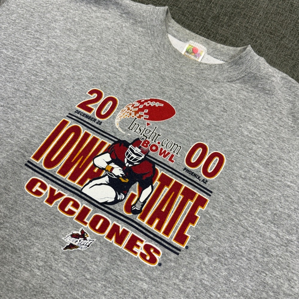 Vintage Iowa State Cyclones Sweatshirt Mens XL Gray Insight Bowl Football Y2K